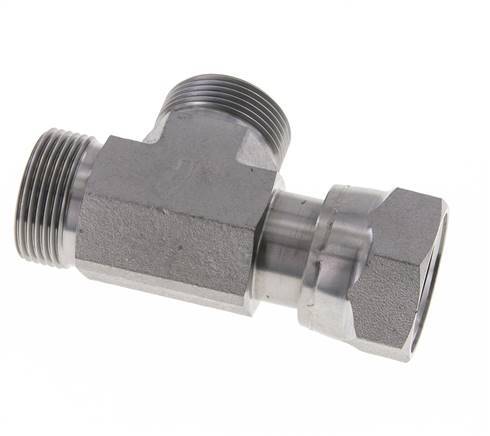 UN 1-7/16''-12 F/M Zinc plated Steel Tee ORFS with union nut 400 Bar - Hydraulic