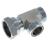 UN 2''-12 F/M Zinc plated Steel Tee ORFS with union nut 250 Bar - Hydraulic