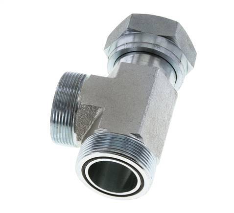 UN 2''-12 F/M Zinc plated Steel Tee ORFS with union nut 250 Bar - Hydraulic