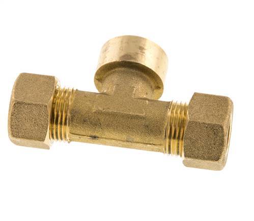 G 1/2'' x 14mm Brass Tee Compression Fitting 89 Bar DIN EN 1254-2