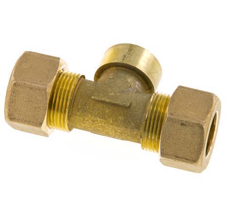 G 1/2'' x 18mm Brass Tee Compression Fitting 67 Bar DIN EN 1254-2