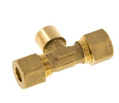 G 1/4'' x 10mm Brass Tee Compression Fitting 95 Bar DIN EN 1254-2