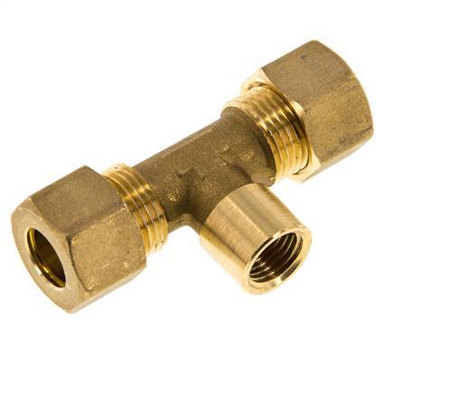 G 1/4'' x 12mm Brass Tee Compression Fitting 75 Bar DIN EN 1254-2