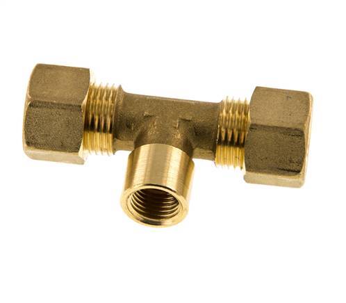 G 1/4'' x 12mm Brass Tee Compression Fitting 75 Bar DIN EN 1254-2