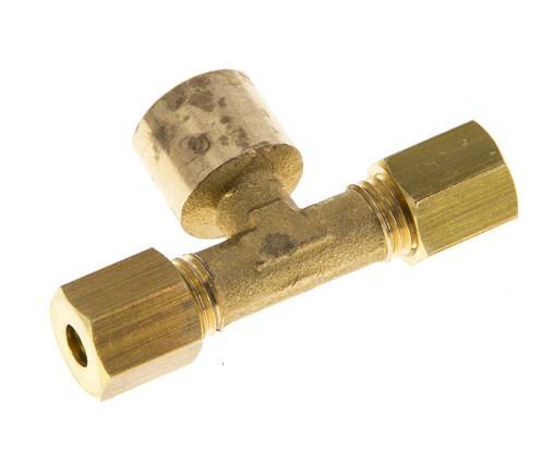 G 1/8'' x 4mm Brass Tee Compression Fitting 150 Bar DIN EN 1254-2