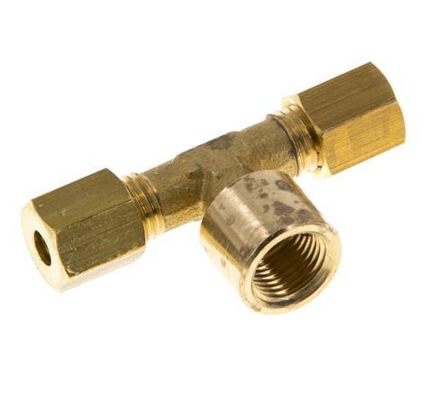 G 1/8'' x 4mm Brass Tee Compression Fitting 150 Bar DIN EN 1254-2