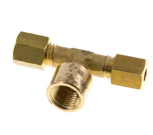 G 1/8'' x 4mm Brass Tee Compression Fitting 150 Bar DIN EN 1254-2