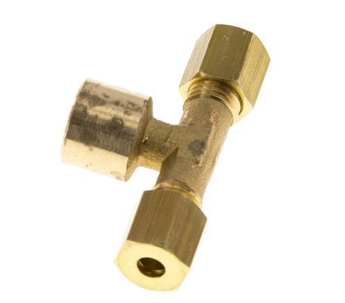 G 1/8'' x 4mm Brass Tee Compression Fitting 150 Bar DIN EN 1254-2