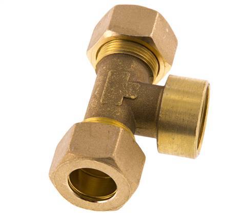 G 3/4'' x 18mm Brass Tee Compression Fitting 67 Bar DIN EN 1254-2
