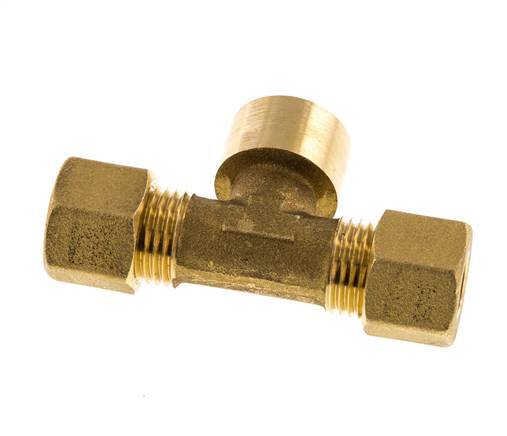 G 3/8'' x 10mm Brass Tee Compression Fitting 95 Bar DIN EN 1254-2
