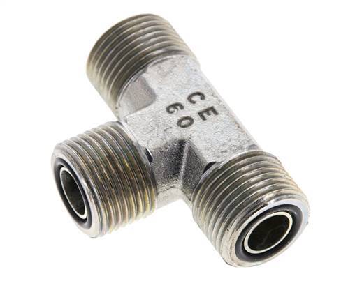 UN 13/16''-16 Male Zinc plated Steel Tee ORFS 630 Bar - Hydraulic