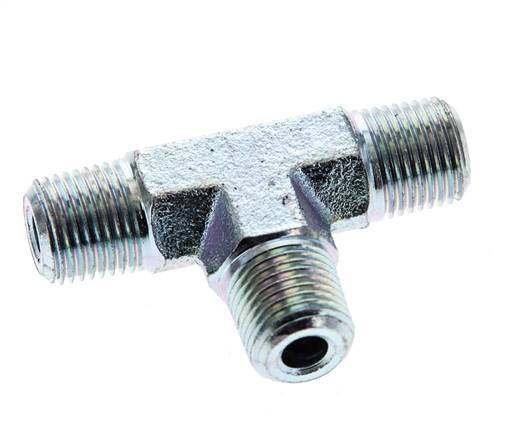 1/8'' NPT Male Zinc plated Steel Tee 345 Bar - Hydraulic