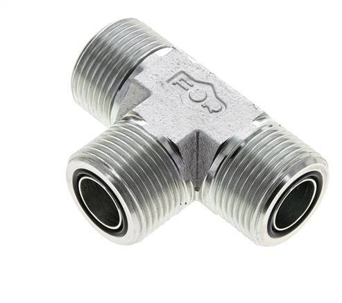 UN 1-3/16''-12 Male Zinc plated Steel Tee ORFS 400 Bar - Hydraulic