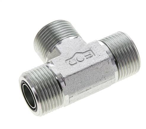 UN 1-3/16''-12 Male Zinc plated Steel Tee ORFS 400 Bar - Hydraulic