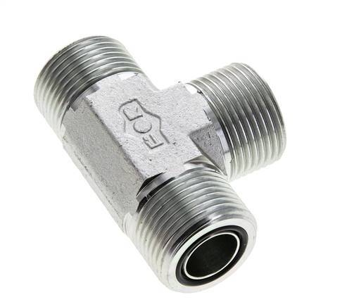 UN 1-3/16''-12 Male Zinc plated Steel Tee ORFS 400 Bar - Hydraulic