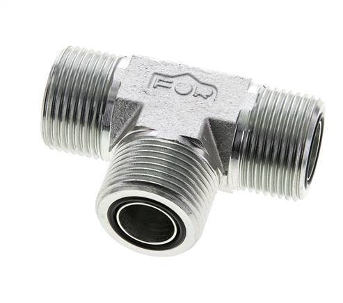 UN 1-3/16''-12 Male Zinc plated Steel Tee ORFS 400 Bar - Hydraulic