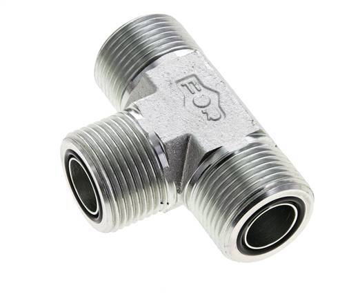 UN 1-3/16''-12 Male Zinc plated Steel Tee ORFS 400 Bar - Hydraulic