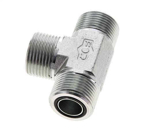 UN 1-3/16''-12 Male Zinc plated Steel Tee ORFS 400 Bar - Hydraulic