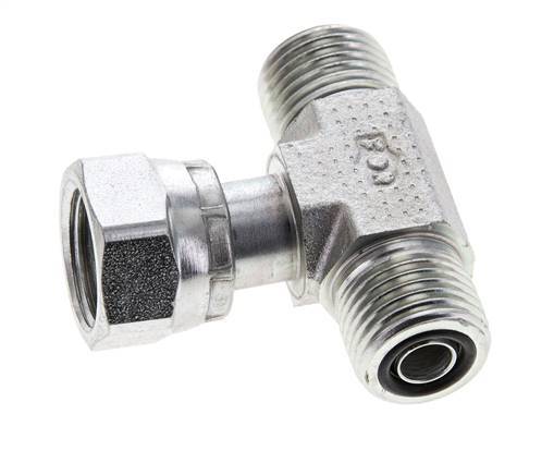 UN 11/16''-16 M/F Zinc plated Steel Tee ORFS with union nut 630 Bar - Hydraulic