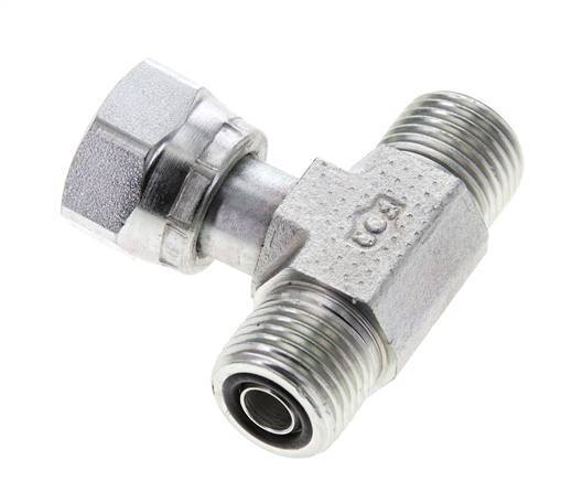 UN 11/16''-16 M/F Zinc plated Steel Tee ORFS with union nut 630 Bar - Hydraulic