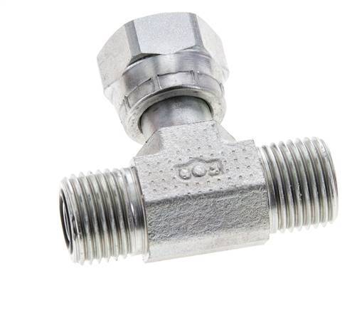 UN 11/16''-16 M/F Zinc plated Steel Tee ORFS with union nut 630 Bar - Hydraulic