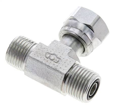 UN 11/16''-16 M/F Zinc plated Steel Tee ORFS with union nut 630 Bar - Hydraulic