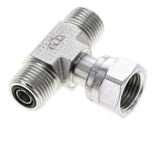 UN 11/16''-16 M/F Zinc plated Steel Tee ORFS with union nut 630 Bar - Hydraulic