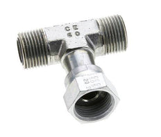 UN 13/16''-16 M/F Zinc plated Steel Tee ORFS with union nut 630 Bar - Hydraulic