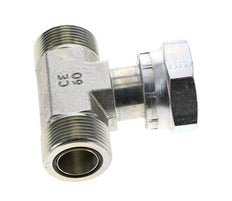 UN 1-7/16''-12 M/F Zinc plated Steel Tee ORFS with union nut 400 Bar - Hydraulic