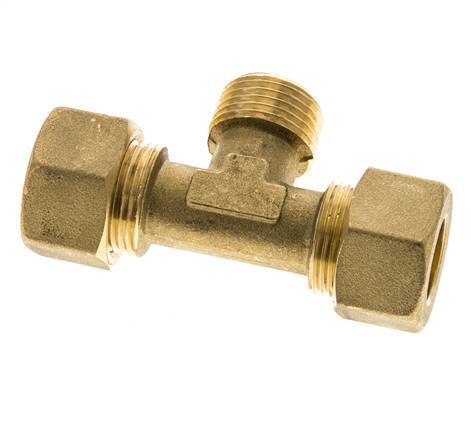 R 1/2'' Male x 16mm Brass Tee Compression Fitting 76 Bar DIN EN 1254-2