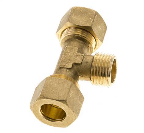 R 1/2'' Male x 16mm Brass Tee Compression Fitting 76 Bar DIN EN 1254-2