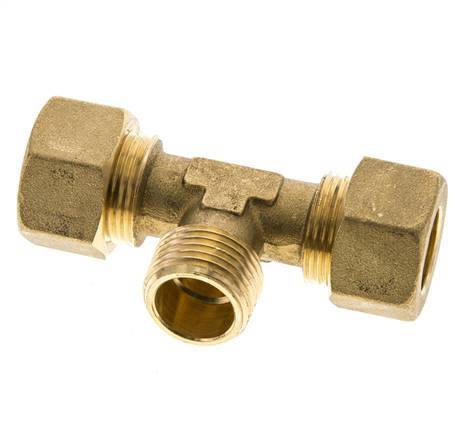 R 1/2'' Male x 16mm Brass Tee Compression Fitting 76 Bar DIN EN 1254-2