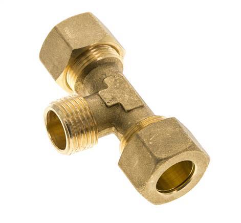 R 1/2'' Male x 16mm Brass Tee Compression Fitting 76 Bar DIN EN 1254-2