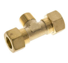R 1/2'' Male x 18mm Brass Tee Compression Fitting 67 Bar DIN EN 1254-2