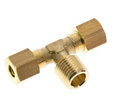 R 1/4'' Male x 6mm Brass Tee Compression Fitting 150 Bar DIN EN 1254-2