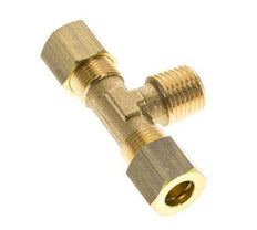 R 1/4'' Male x 8mm Brass Tee Compression Fitting 135 Bar DIN EN 1254-2