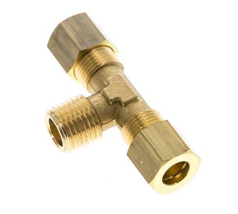 R 1/4'' Male x 8mm Brass Tee Compression Fitting 135 Bar DIN EN 1254-2