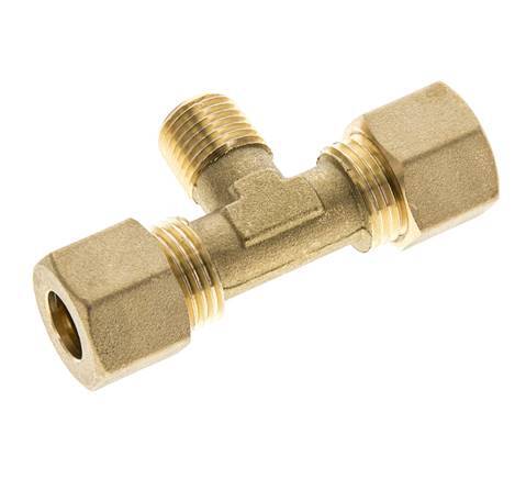 R 1/4'' Male x 10mm Brass Tee Compression Fitting 95 Bar DIN EN 1254-2