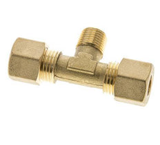 R 1/4'' Male x 10mm Brass Tee Compression Fitting 95 Bar DIN EN 1254-2