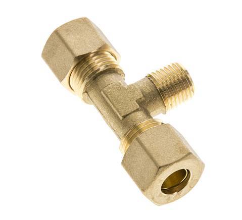 R 1/4'' Male x 10mm Brass Tee Compression Fitting 95 Bar DIN EN 1254-2