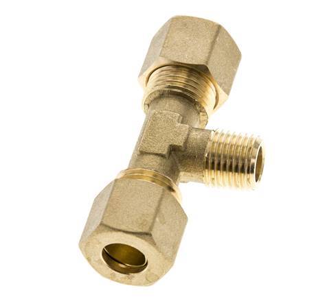 R 1/4'' Male x 10mm Brass Tee Compression Fitting 95 Bar DIN EN 1254-2