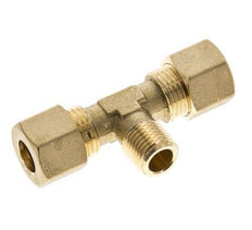 R 1/4'' Male x 10mm Brass Tee Compression Fitting 95 Bar DIN EN 1254-2