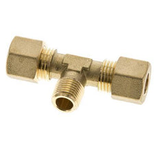 R 1/4'' Male x 10mm Brass Tee Compression Fitting 95 Bar DIN EN 1254-2