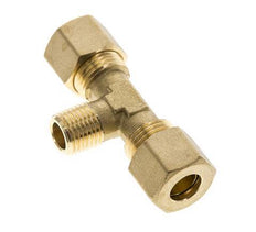 R 1/4'' Male x 10mm Brass Tee Compression Fitting 95 Bar DIN EN 1254-2