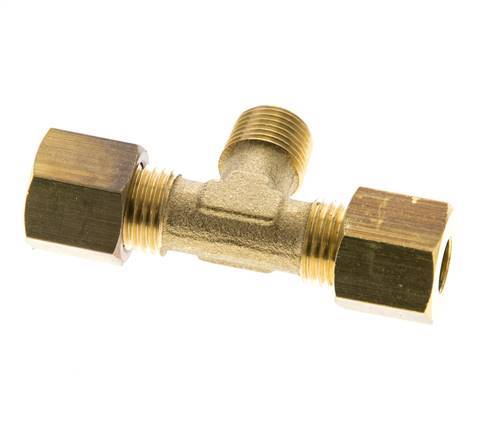 R 1/8'' Male x 6mm Brass Tee Compression Fitting 150 Bar DIN EN 1254-2