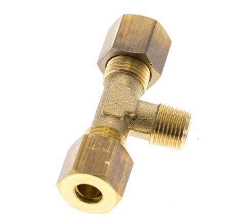 R 1/8'' Male x 6mm Brass Tee Compression Fitting 150 Bar DIN EN 1254-2