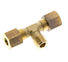 R 1/8'' Male x 6mm Brass Tee Compression Fitting 150 Bar DIN EN 1254-2