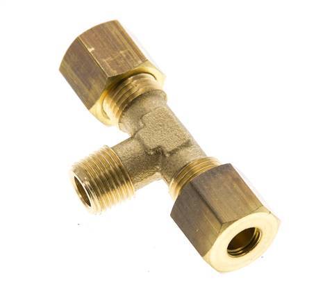 R 1/8'' Male x 6mm Brass Tee Compression Fitting 150 Bar DIN EN 1254-2