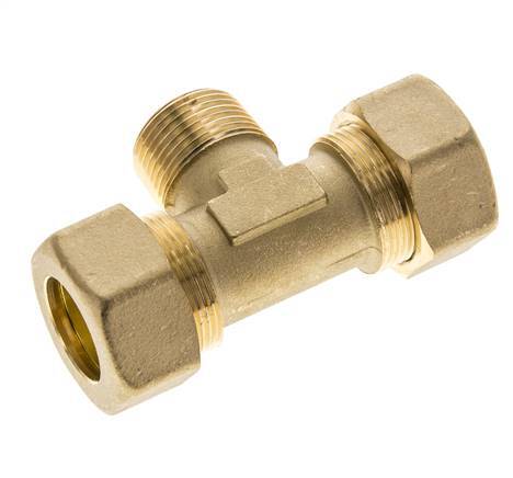 R 3/4'' Male x 22mm Brass Tee Compression Fitting 54 Bar DIN EN 1254-2