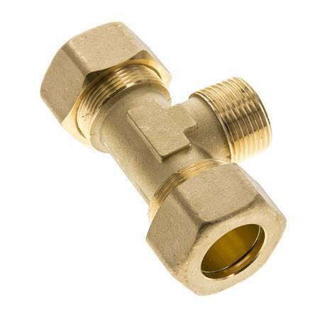 R 3/4'' Male x 22mm Brass Tee Compression Fitting 54 Bar DIN EN 1254-2